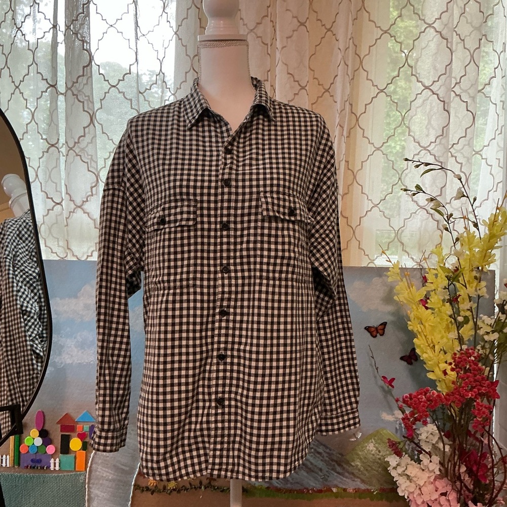 Black and White Checkered Button Down Shirt